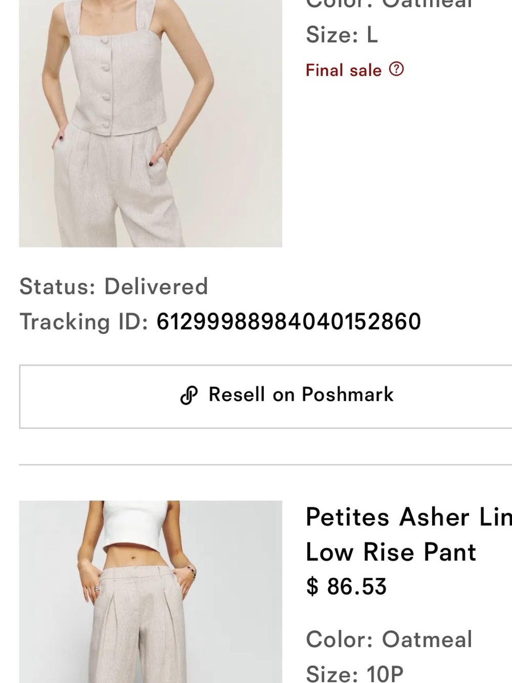 Reformation Oatmeal Wide-Leg Linen-Blend Pants